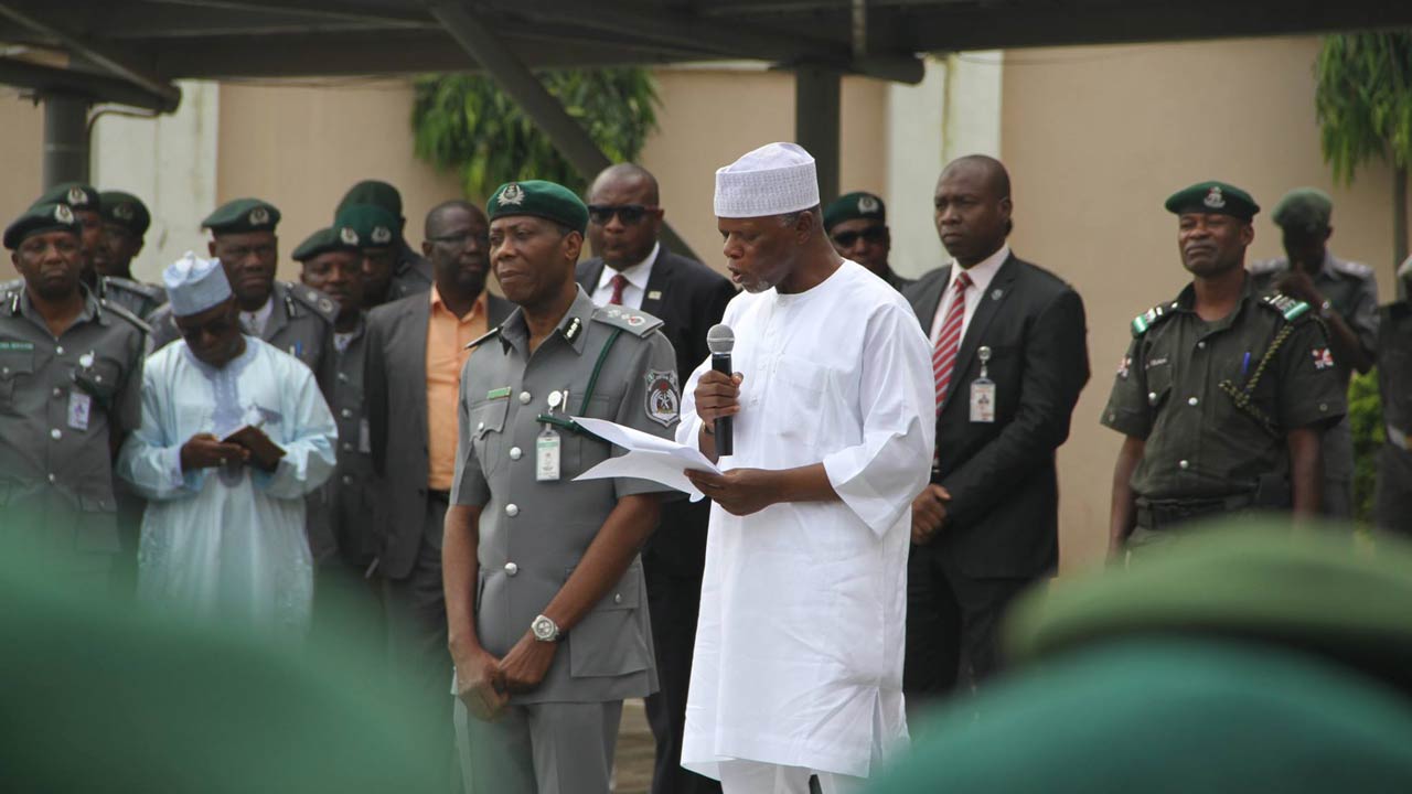 Comptroller General of Customs Col. Hameed Ibrahim Ali addresses Customs officials