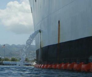 Ship discharging ballast-water