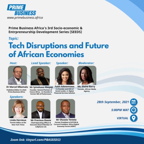 Prime Business Africa's Sept 28 Webinar To Examine Tech Disruptions, African Economies