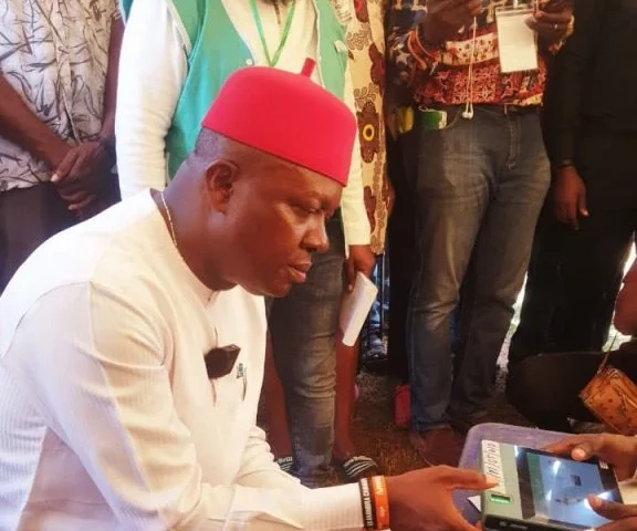 PDP governorship candidate in Anambra election Dr Ozigbo casting vote