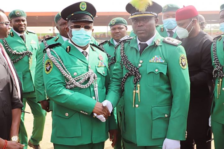 Ebonyi State Governor His Excellency Engr David Nweze Umahi with the Ebubeagu state Commander, Friday Nanna Ujor.