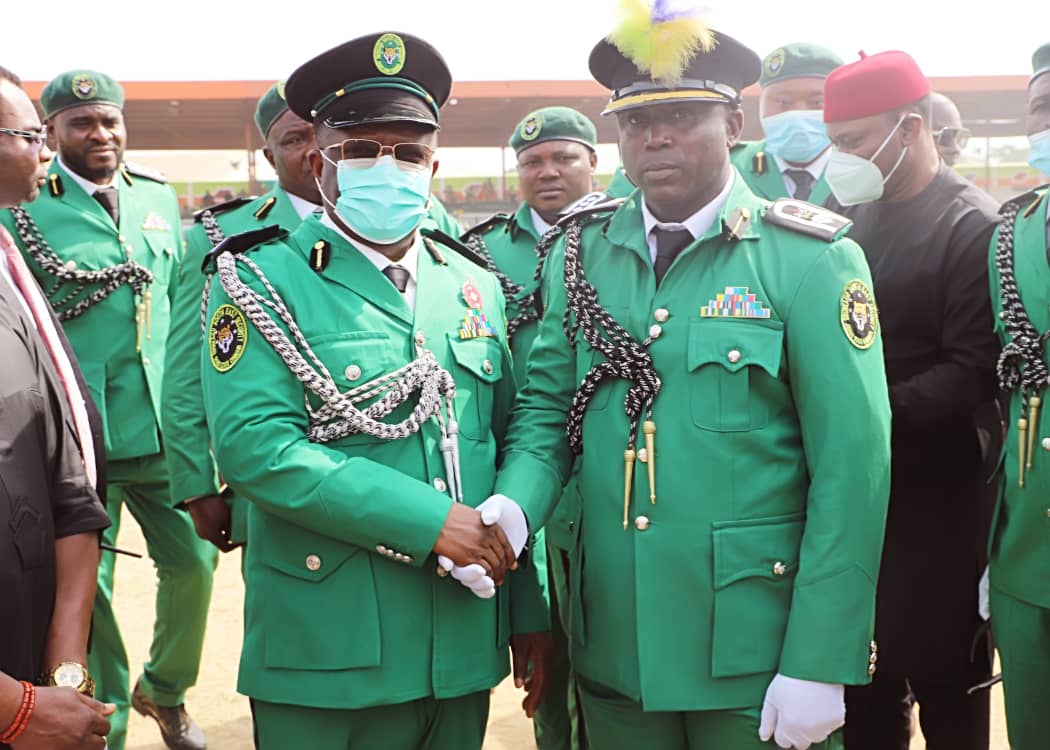 Ebonyi State Governor His Excellency Engr David Nweze Umahi with the Ebubeagu state Commander, Friday Nanna Ujor.