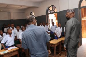 Executive Director and Lead Faculty of the Lux Terra Leadership Foundation, Fr. George Ehusiani, Senior Fellow, Nnamdi Azikiwe University Business School Dr. Okey Ikechukwu touring CIC classrooms to see the students