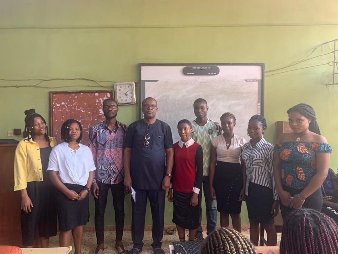 Prime Business Africa Editor-in-chief, Dr Marcel Mbamalu with members of the campus editorial board of the Journalism Mentorship Project (JMP)