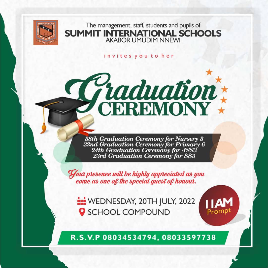 Summit Int’l Schools Nnewi Holds 38th Graduation Ceremony On July 20