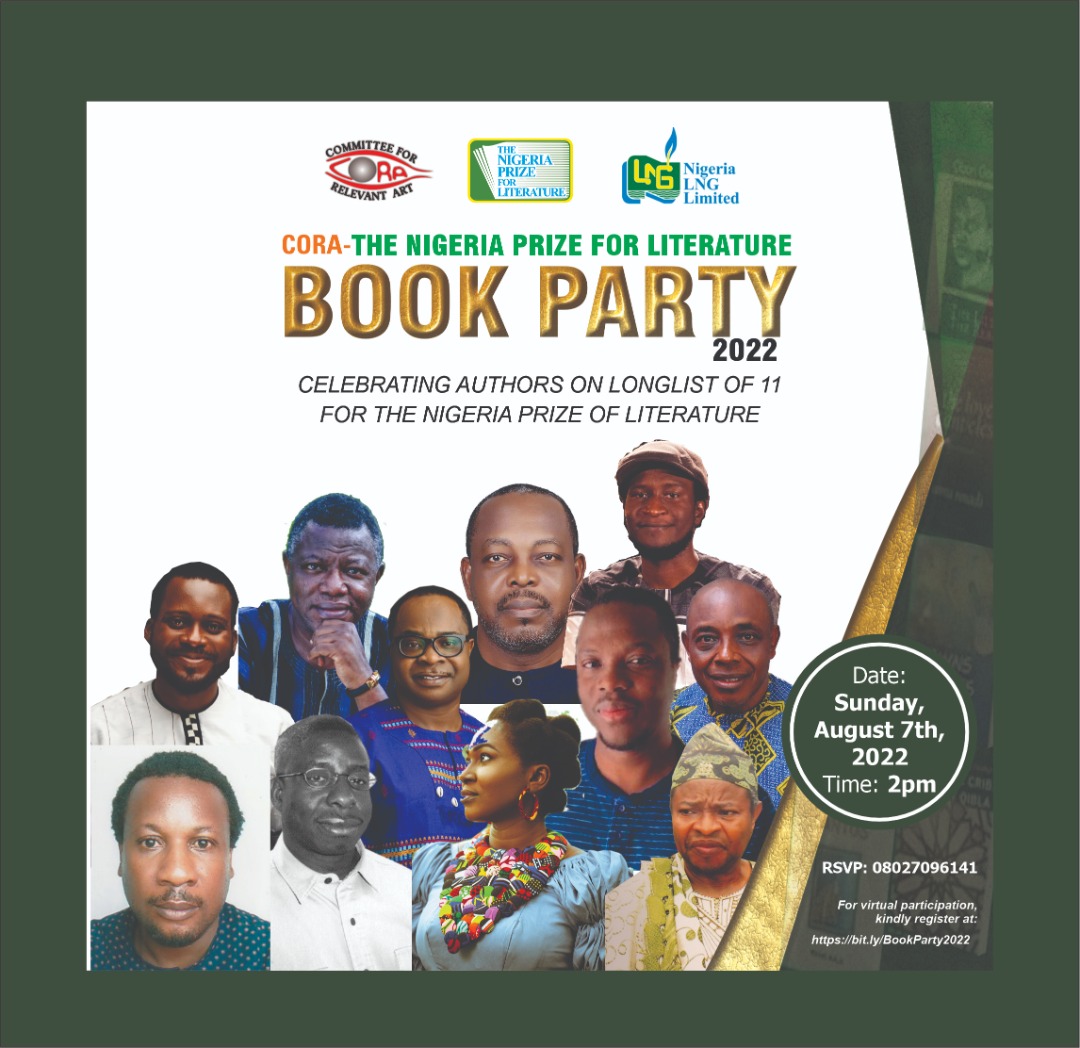 Nigeria Prize For Literature: CORA Hosts Book Party For 11 Writers On Sunday August 7