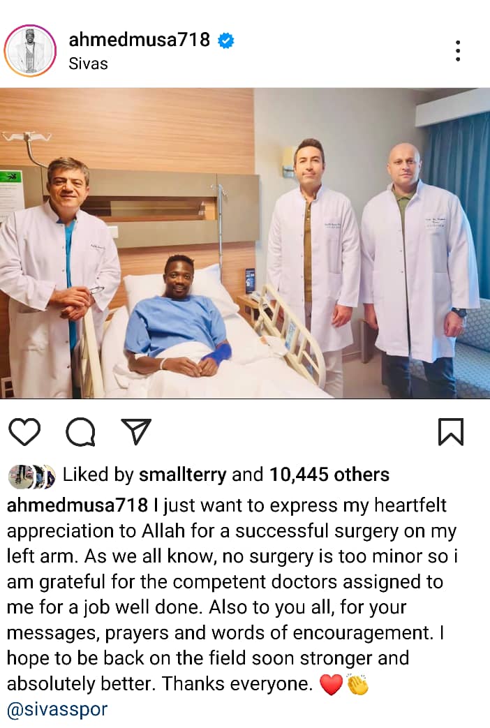 Ahmed Musa Undergoes Successful Arm Surgery