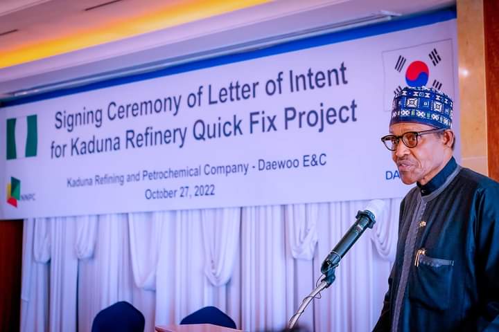 Buhari  Signs MOU With South Korean Firm For Kaduna Refinery Rehabilitation