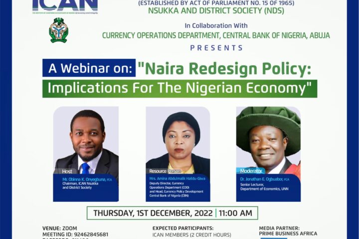 ICAN, CBN, Prime Business Africa Set For Free Webinar On New Naira Notes