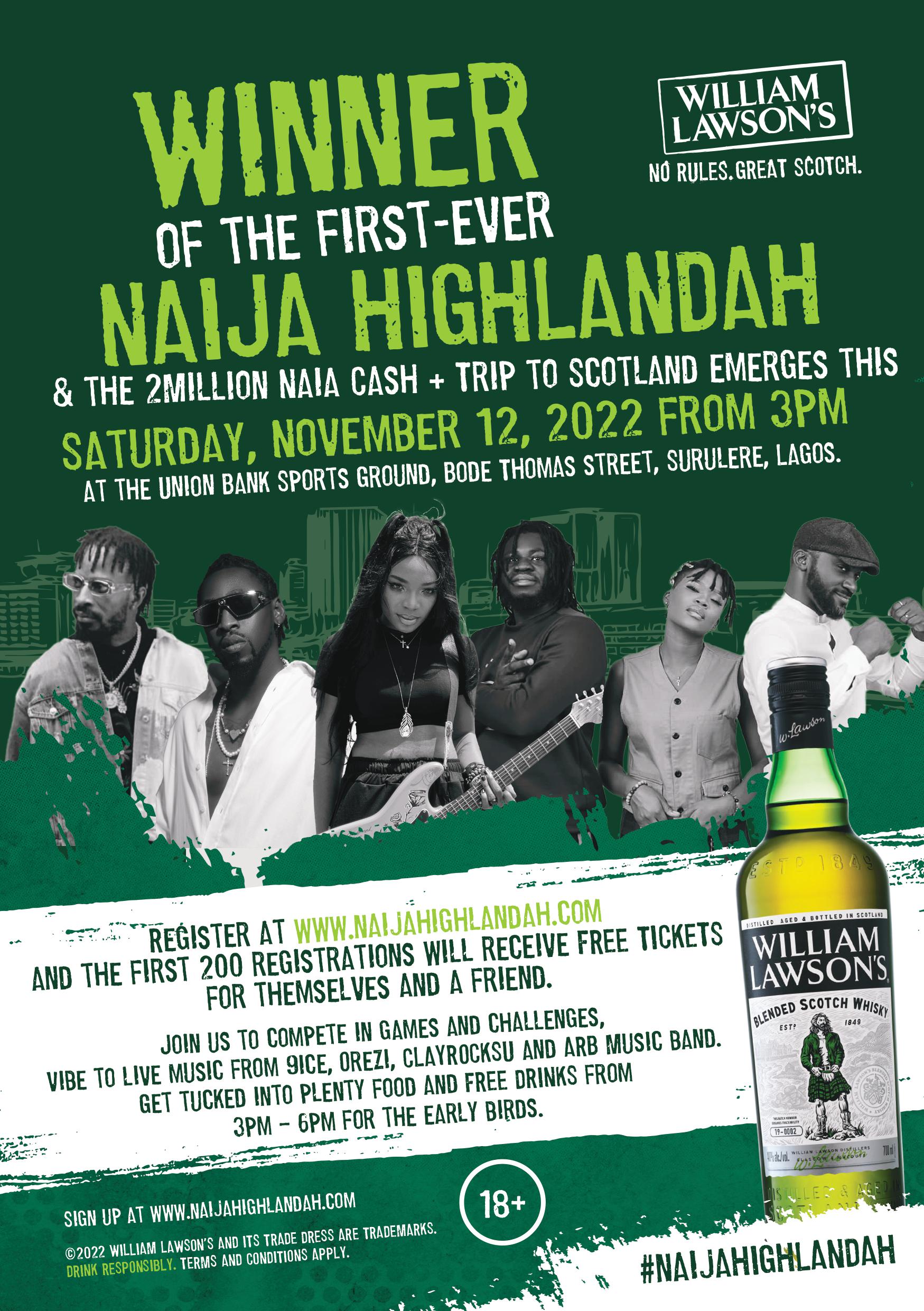 William Lawson's #Naijahighlandah Challenge Climaxes With Exciting Grand Finale Nov. 12