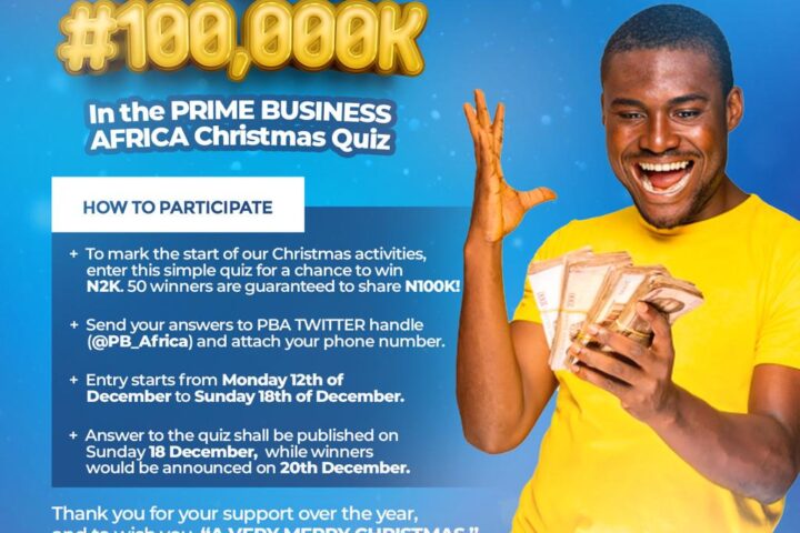 Free Money! Up To N100K To Be Won: A Christmas Quiz By Prime Business Africa