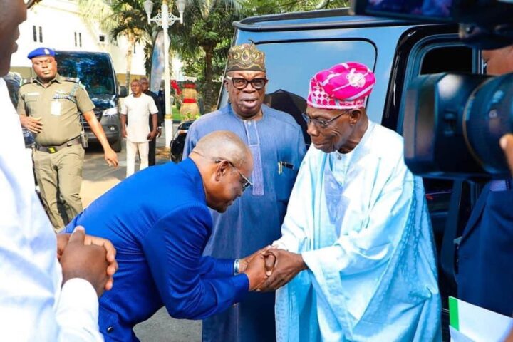 Photos: Obasanjo, Ex-Gov. Fayemi Visit Wike