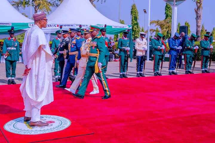 President Buhari participates at the Wreath Laying Ceremony of the 2023 Armed Forces Remembrance Day celebration at the National Arcade, Eagle Square Abuja on 15th Jan 2023