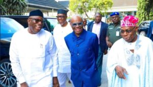 Photos: Obasanjo, Ex-Gov. Fayemi Visit Wike