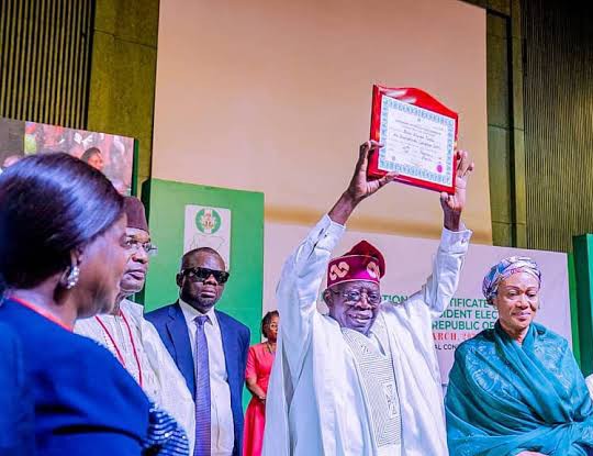 Breaking: INEC Issues Tinubu Certificate Of Return