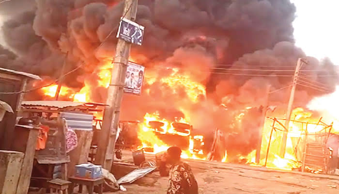 NEMA assesses Ojoto Market Fire In Rivers