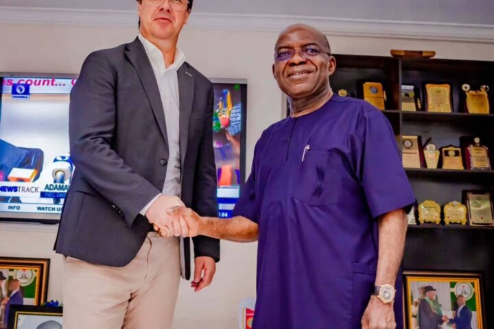 Abia State Governor-Elect Dr. Alex Otti, OFR, and the Managing Director of Julius Berger Nigeria, Dr. Lars Richter, when the latter visited on Wednesday, April 19, 2023.