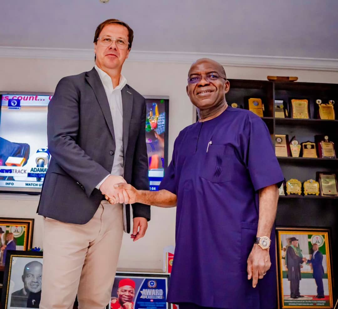 Abia State Governor-Elect Dr. Alex Otti, OFR, and the Managing Director of Julius Berger Nigeria, Dr. Lars Richter, when the latter visited on Wednesday, April 19, 2023.