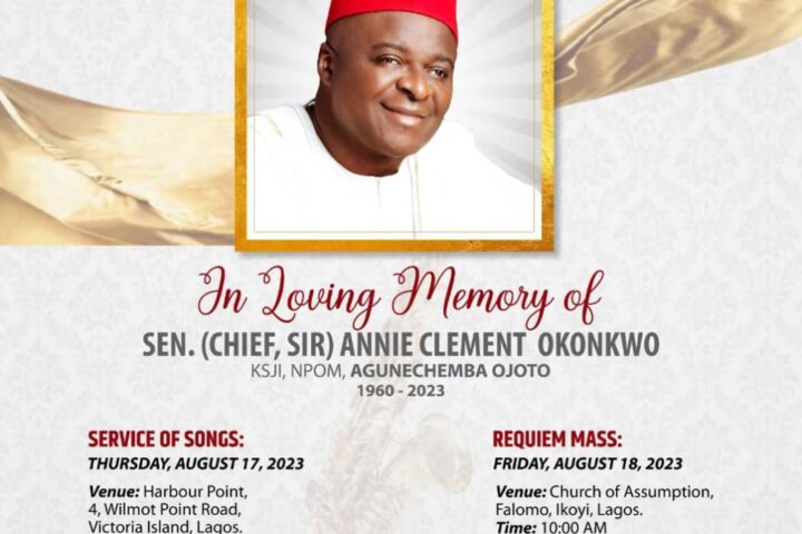 Follow PBA Liveblog On Service Of Songs For Late Nigerian Senator Annie Okonkwo