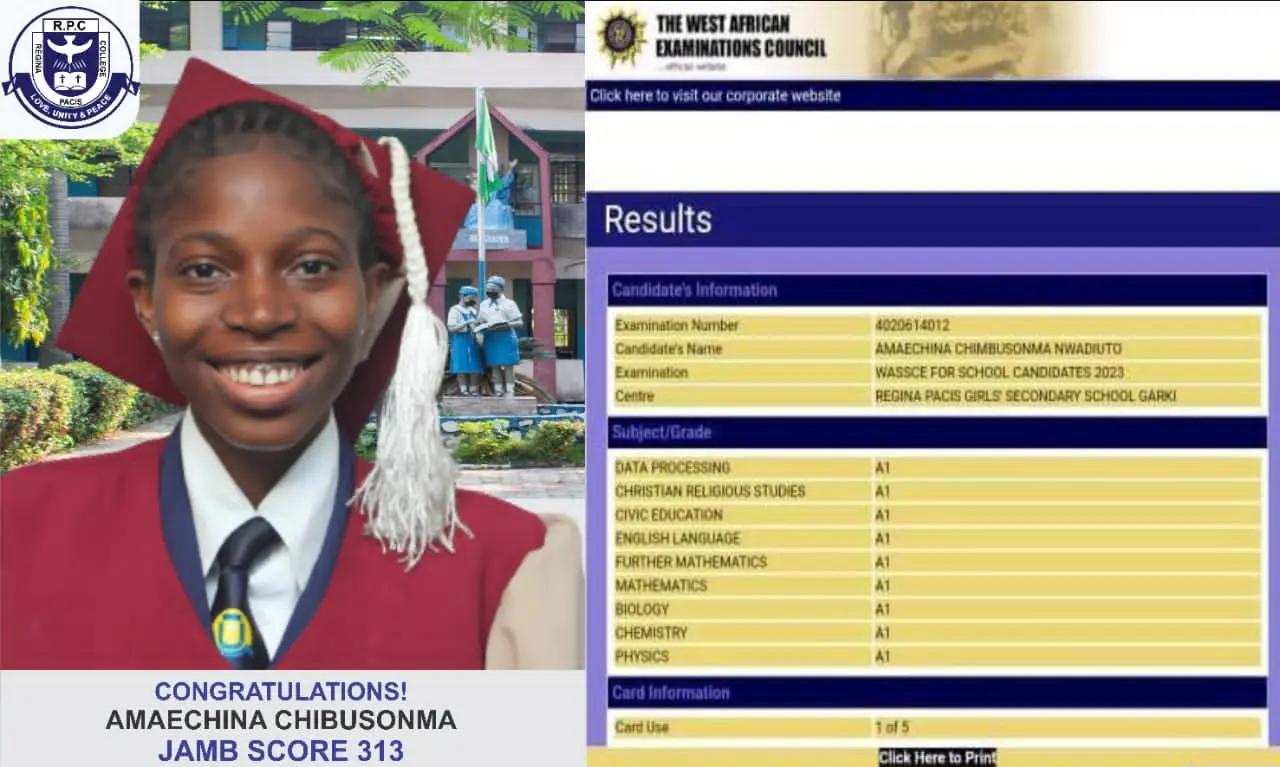 16-Year Old Amaechina, Scores Nine A1s In 2023 WASSCE