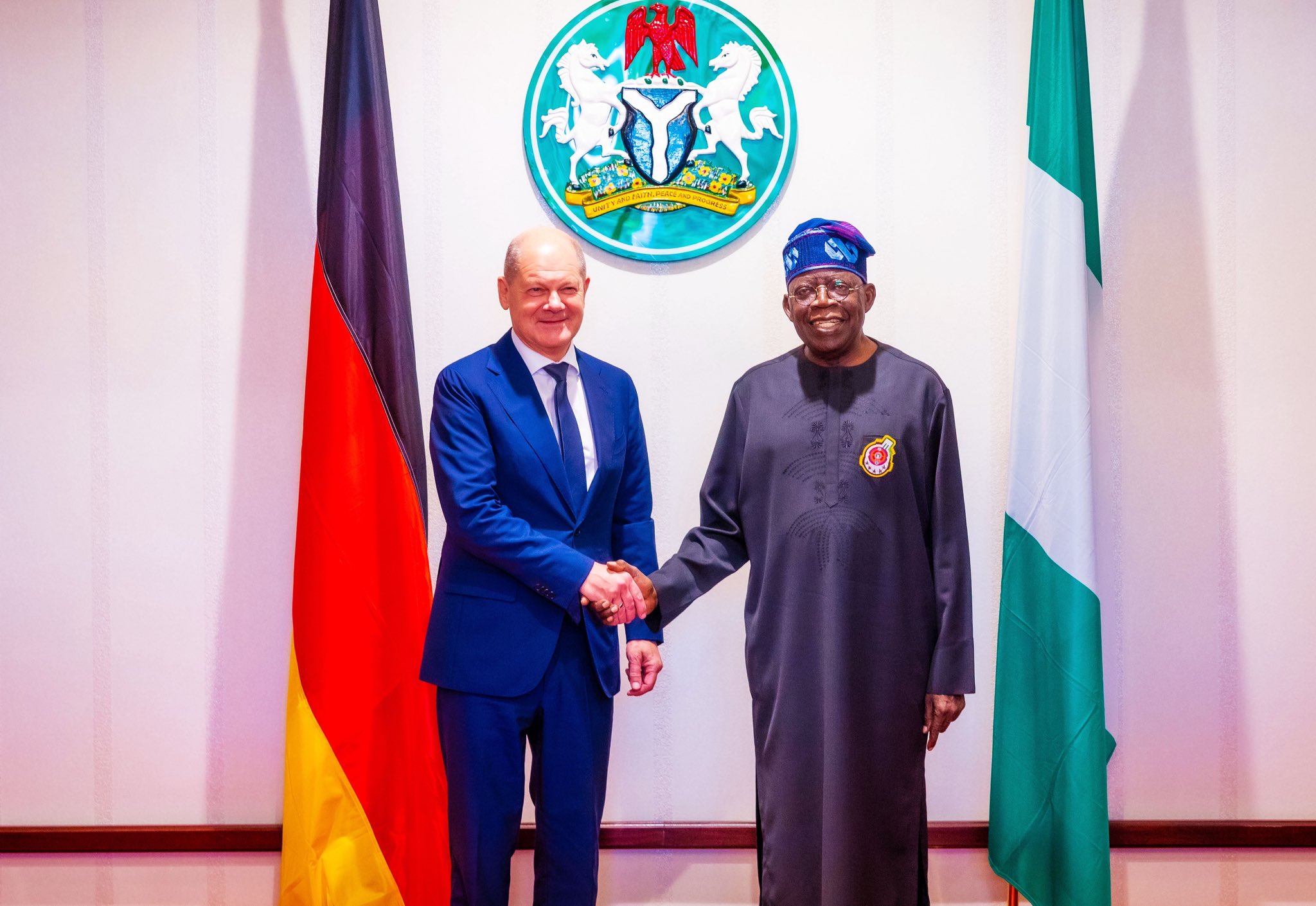 German Chancellor, Olaf Scholz Visits Tinubu At Aso Villa For Bilateral Ties