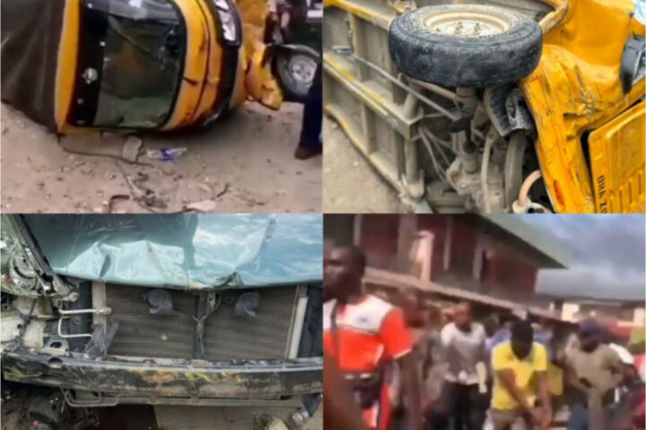 Pregnant Woman With 2 Kids, 2 Others Dead As Bus Hits Keke In Ago Lagos