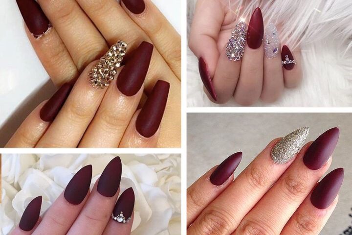 burgundy stiletto nails latest colors trends nugundy nail designs