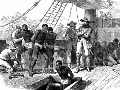 Captive Africans in a Slave Ship