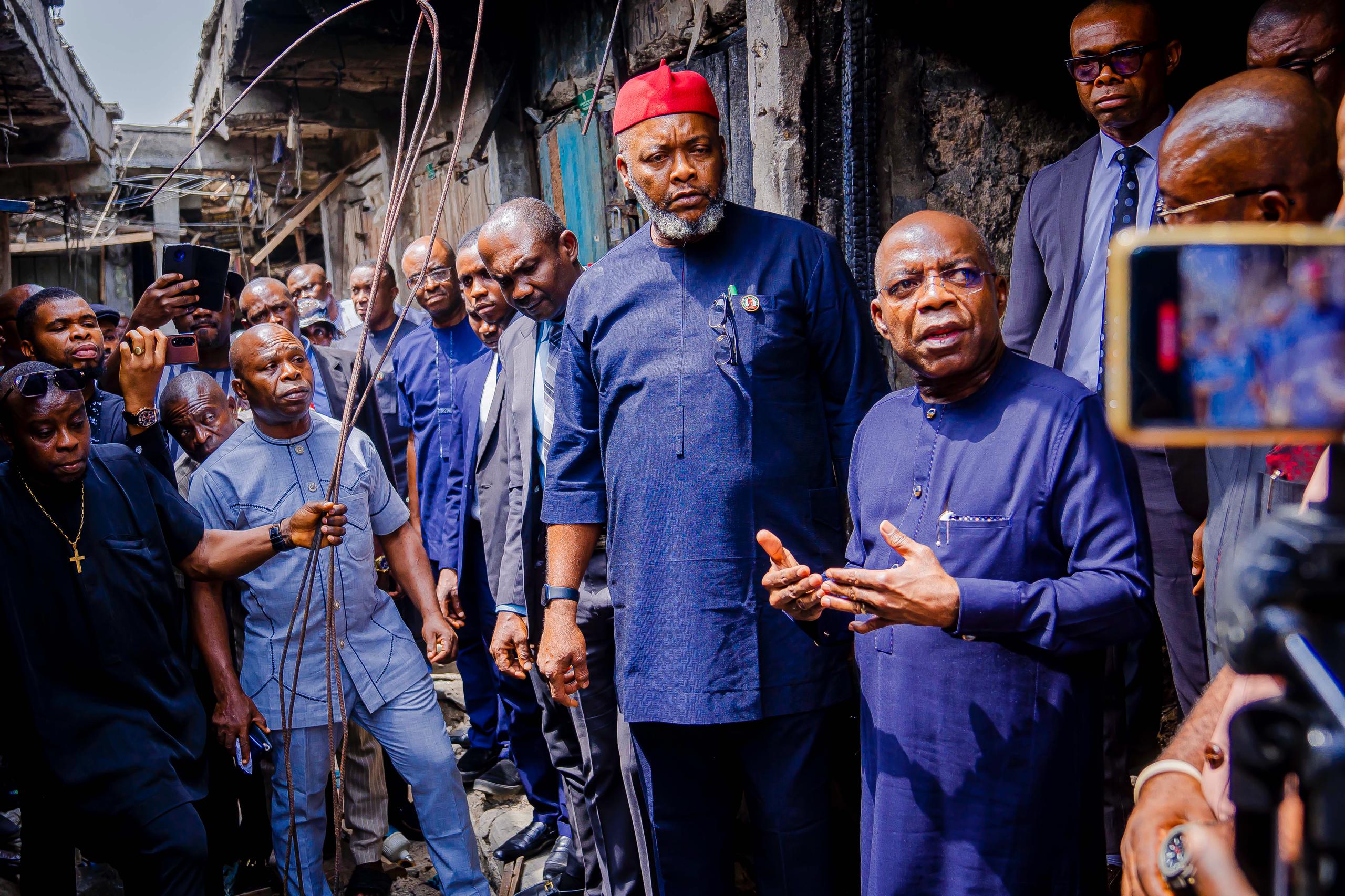 Otti Promises To Rebuild Shops In Aba Market Raised By Fire