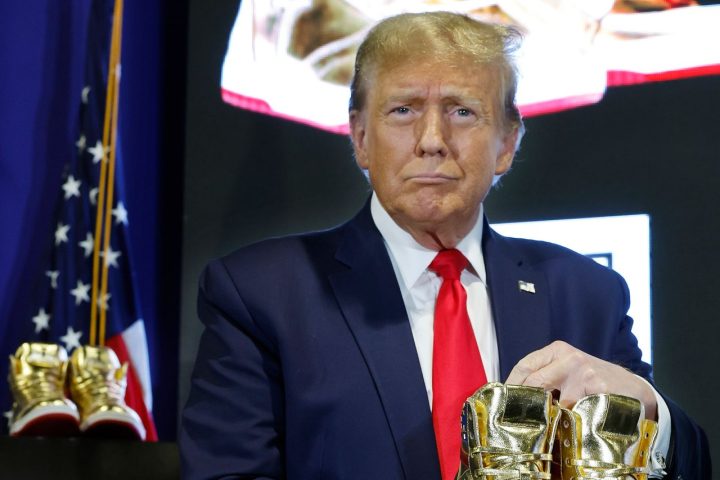 Trump Booed As He Sells Gold Sneakers At Philadelphia Convention