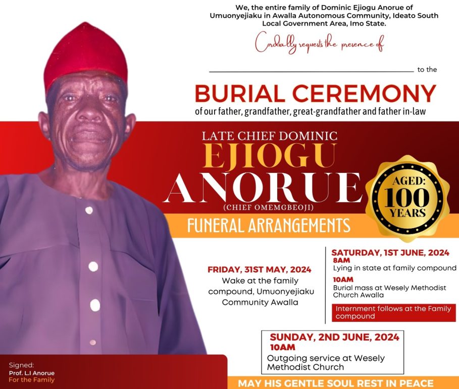 UNN Lecturer, Prof. Anorue, Buries Dad 