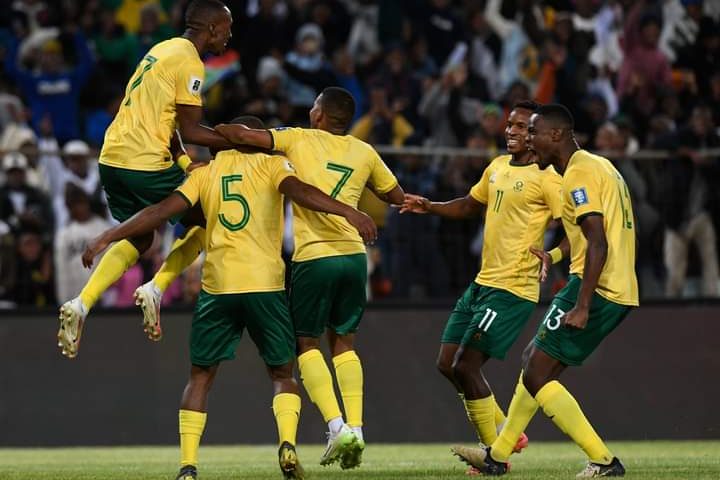 Bafana Bafana celebrate after blowing away zimbabwe