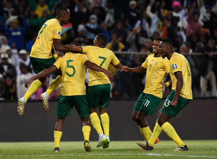 Bafana Bafana celebrate after blowing away zimbabwe