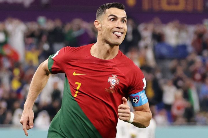 Ronaldo celebrates after scoring one of his goals for Portugal