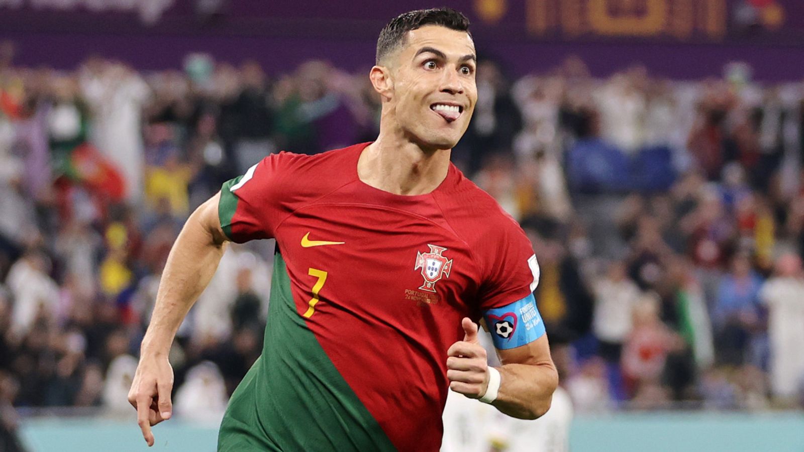 Ronaldo celebrates after scoring one of his goals for Portugal