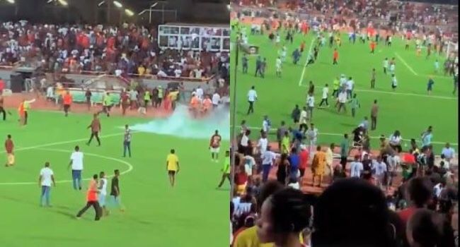 rangers enyimba match abandoned as fans invade pitch