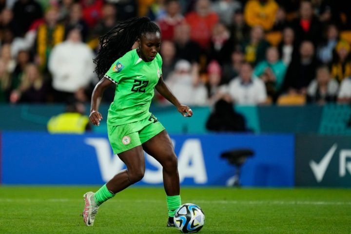 Michell Alozie in action for falcons vs England