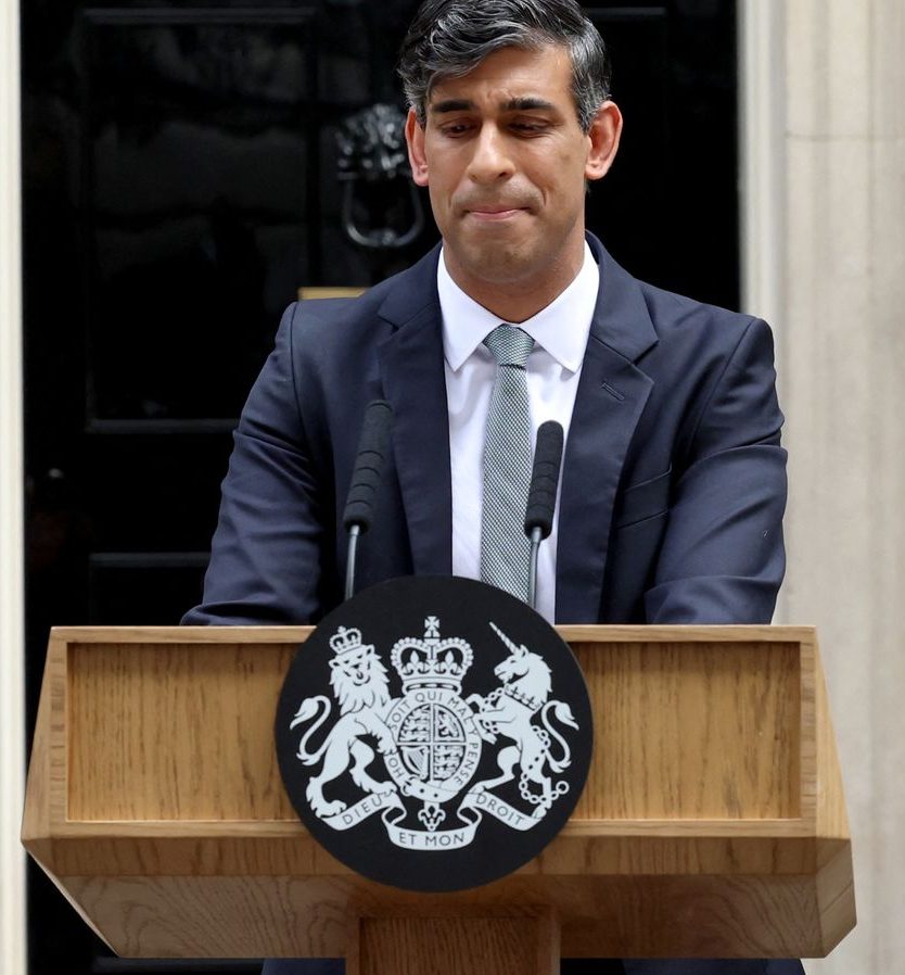 Rishi Sunak with his wife during Resignation speech