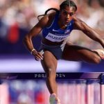 America's Masai Russell wins m Hurdles Gold