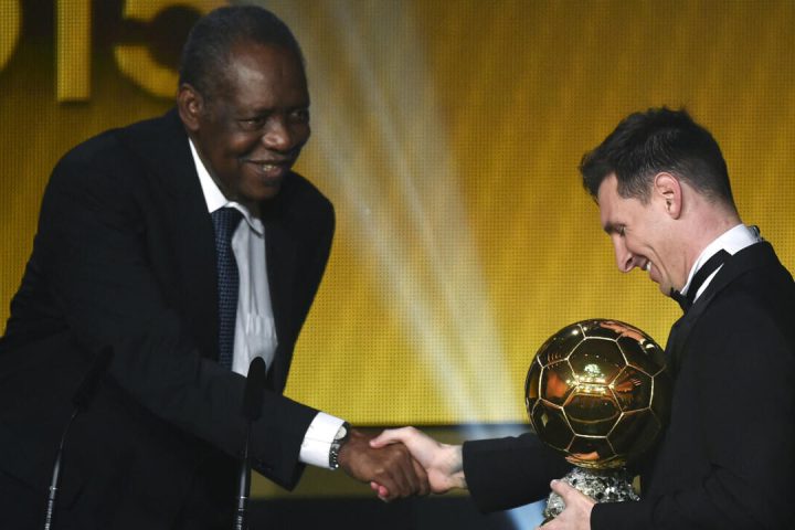 Flash back former CAF and FIFA President Issa Hayatou congratulates Ballo d'Or winner Lionel Messi