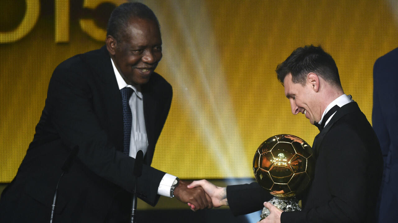 Flash back former CAF and FIFA President Issa Hayatou congratulates Ballo d'Or winner Lionel Messi