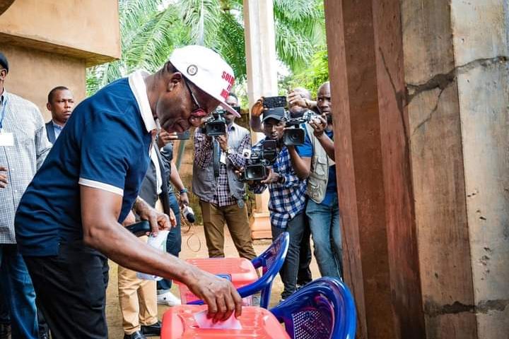 Governor Soludo voting during Anambra LG Poll