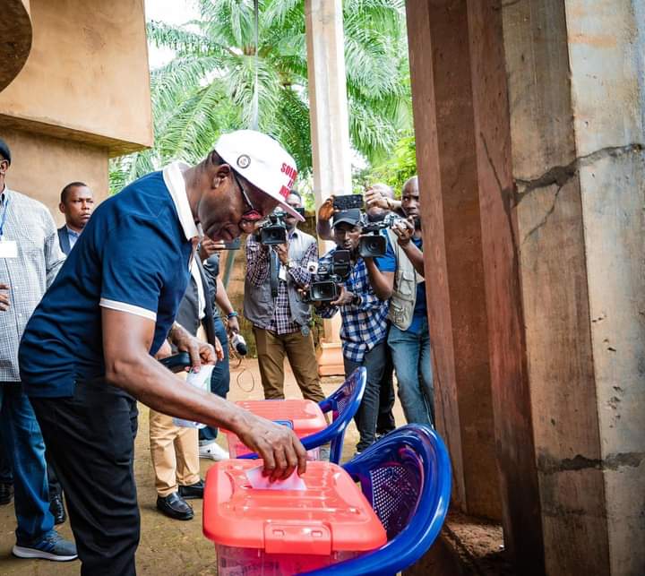 Governor Soludo voting during Anambra LG Poll