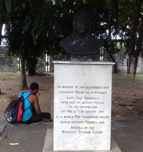 Statue of Samuel Okwaraji at the National stadium Lagos