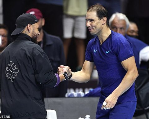 Neymar seen exchanging pleasantries with Rafael Nadal