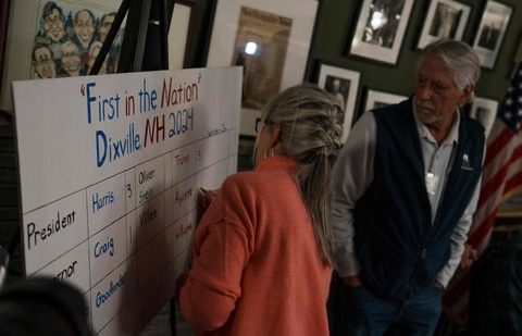 Six registered voters cast their vote on November in Dixville Notch New Hampshire (AFP)