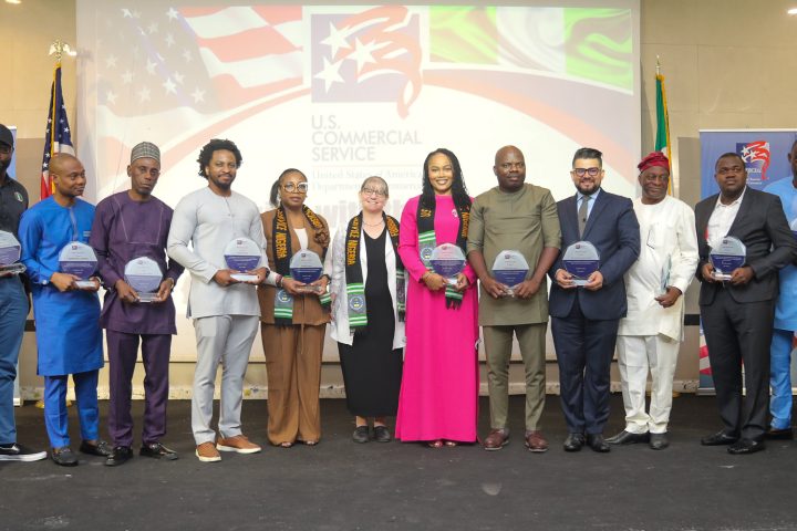 Acting U S Consul General JoEllen Gorg (middle) with Nigerian awardees during the Networking with the USA (NUSA) Event in Lagos