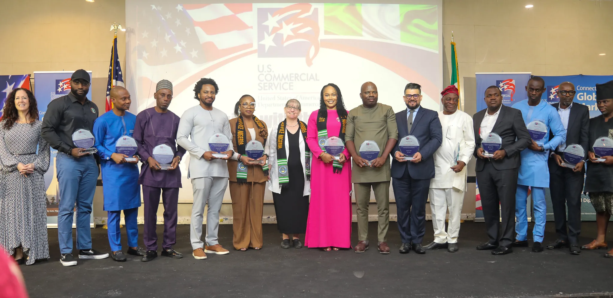 Acting U S Consul General JoEllen Gorg (middle) with Nigerian awardees during the Networking with the USA (NUSA) Event in Lagos