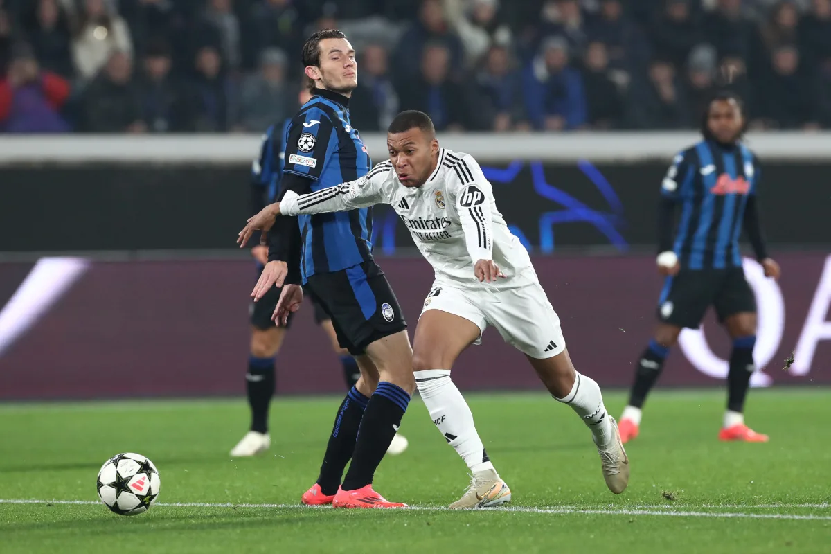 Real Madrid's Kylian Mbappe breaks through against Atalanta