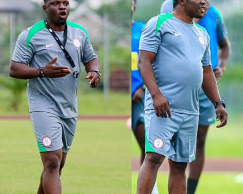 Coach Daniel Ogunmodede and Fidelis Ilechukwu in action